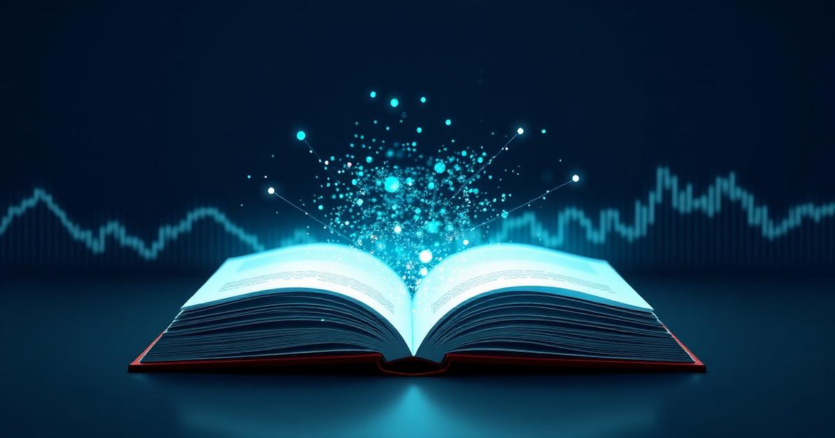 Trading basics education concept with glowing chart data and an open book